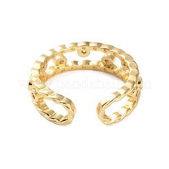 Anelli aperti da donna con micro pavé di zirconi cubici in ottone placcato a cremagliera&nbsp;RJEW-U026-03G-03