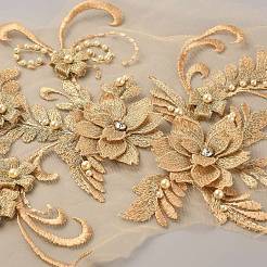 Accessori per ornamenti da ricamo in poliestere organza fiore 3d&nbsp;DIY-WH0308-243C