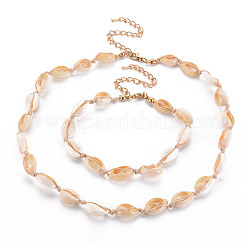 Halskette und Armband aus natürlichen Muschelperlen&nbsp;SJEW-T002-01