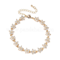 Blumen-Gliederarmbänder mit Zirkonia&nbsp;BJEW-L711-03G-08