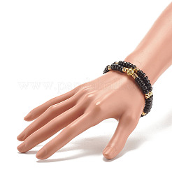 2pcs 2 bracelets extensibles de style noix de coco et lave naturelle et hématite synthétique&nbsp;BJEW-JB07825
