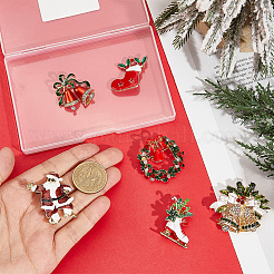 6 stücke 6 arten weihnachten thema goldene zink-legierung mit strass broschen&nbsp;JEWB-SP0001-08
