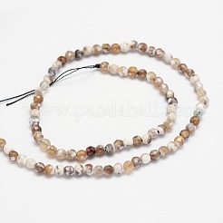 Chapelets de perles rondes en agate naturelle à facettes&nbsp;X-G-E318B-4mm-01