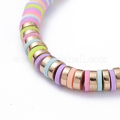 Bracelets élastiques faits à la main de perles heishi en pâte polymère&nbsp;BJEW-JB05300-03