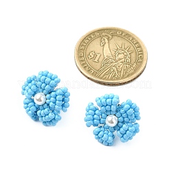 Boucles d'oreilles à tige en perles de verre marguerite&nbsp;EJEW-MZ00334-01