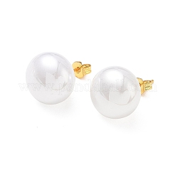 Pendientes de botón de imitación de perlas de latón y plástico ABS para mujer&nbsp;PL-CBA760A-14B-G01