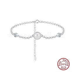 Bracelets à maillons en perles d'eau douce naturelles et en oxyde de zirconium&nbsp;BJEW-D343-01P