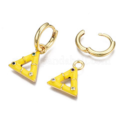 Latón micro pavimenta circonio cúbico pendientes de aro huggie&nbsp;EJEW-T014-43G-NF