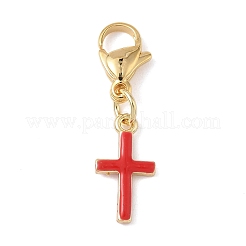 Messing Emaille Kreuz Anhänger Dekorationen&nbsp;HJEW-JM04083