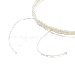 Bracciale da donna rotondo piatto con vetro malocchio e perline intrecciate in resina&nbsp;BJEW-JB08077