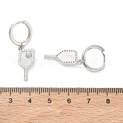 Boucles d'oreilles créoles en laiton avec micro pavé de zircone cubique pour femmes&nbsp;EJEW-A168-04P