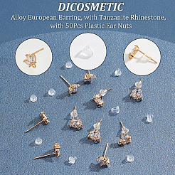 12 x Messing-Mikropflaster mit klaren Zirkonia-Ohrsteckern&nbsp;KK-DC0001-28