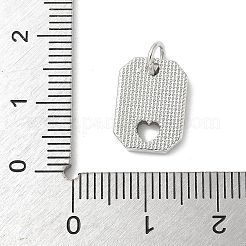 Breloques rectangulaires en forme de cœur creux en coquillage blanc naturel pavé de laiton avec anneaux de jonction&nbsp;KK-S522-16P