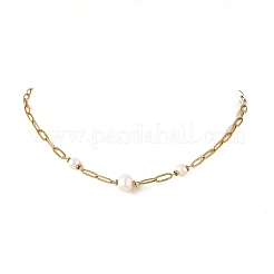 Colliers à chaîne trombone texturée en acier inoxydable 304 pour femmes&nbsp;NJEW-JN06657