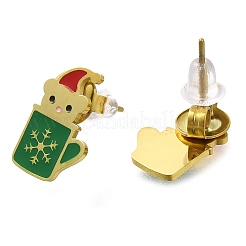 Pendientes de botón de esmalte de acero inoxidable 304 con revestimiento iónico (IP)&nbsp;EJEW-I316-04G-09