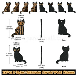 20 Stück 2 Stile Halloween geschnitzte Holzanhänger&nbsp;WOOD-CJ0001-73