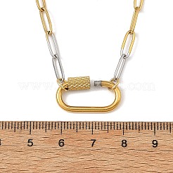 Collane a catena a graffetta in ottone bicolore da 3.5 mm con chiusura a vite in acciaio inossidabile 304&nbsp;NJEW-JN06537