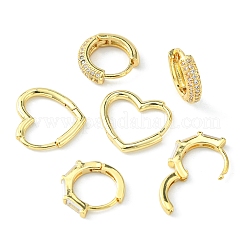 3 Paar 3 Stil klare Zirkonia Herz & Rechteck & Ring Creolen&nbsp;EJEW-YW0001-05