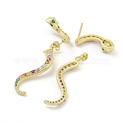 Pendientes colgantes de latón chapado en oro real de 18 quilates con forma de serpiente&nbsp;EJEW-L269-086G