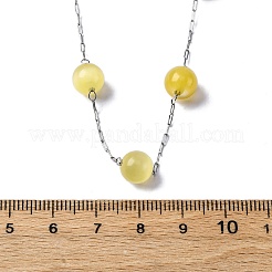304 Edelstahl Katzenauge Runde Perlen handgefertigte Kette Halsketten für Frauen&nbsp;NJEW-C073-01P-03
