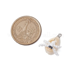 Pendentifs en coquillages cauris naturels et perles de verre&nbsp;PALLOY-MZ00323
