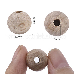 Ungefärbte natürliche Buchenholzperlen&nbsp;X-WOOD-T020-01B