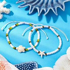 Braccialetti di perline intrecciate in turchese sintetico e semi di vetro&nbsp;BJEW-JB11157