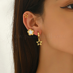 3 Paar Ohrring-Sets aus Edelstahl mit Blume und hohlem Stern&nbsp;BQ9820