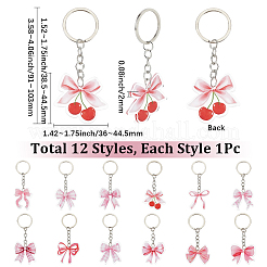 12 Stück 12 Stile Bowknot Acryl Anhänger Schlüsselanhänger&nbsp;KEYC-SP0001-55B