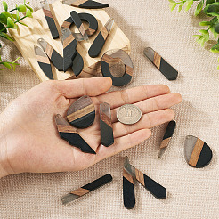 20 pièces 10 styles de pendentifs en résine et bois de noyer&nbsp;RESI-TA0001-62