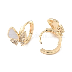 Orecchini a cerchio in ottone con micro pavé di zirconi cubici a forma di farfalla&nbsp;EJEW-P292-06G