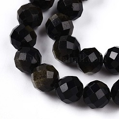 Natürliche goldenen Glanz Obsidian Perlen Stränge&nbsp;G-S345-8mm-20
