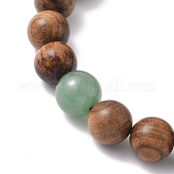 2 pulsera elástica de cuentas redondas de madera natural y aventurina verde de 2 estilos para hombres y mujeres.&nbsp;BJEW-JB12349