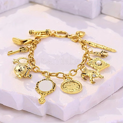 Pulseras vintage de aleación con múltiples dijes de cuento de hadas para mujer&nbsp;WG11E0E-01