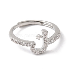 Anelli regolabili da donna con lettere arabe in ottone con placcatura a cremagliera&nbsp;RJEW-S407-10P-14