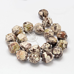 Teint facettes naturelles agate océan / océan jaspe perles rondes brins&nbsp;G-E331-25A