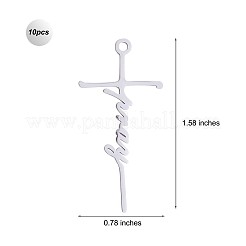 10 stücke beten kreuz charme anhänger kreuz glaube charme halskette edelstahl anhänger für christliche religiöse schmuck geschenke machen&nbsp;JX523A