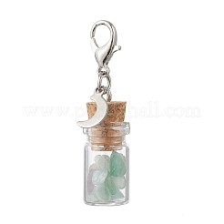 Colgante decorativo con chips de aventurina verde natural en una botella de los deseos de vidrio.&nbsp;HJEW-JM03306-01