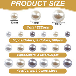 222 pièce 9 styles de perles rondes imitation plastique ABS&nbsp;KY-GO0001-03