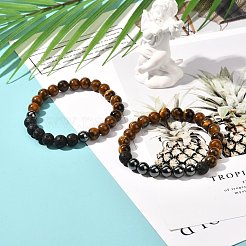 Stretch-Armband-Set aus natürlichem Tigerauge&nbsp;BJEW-JB07030
