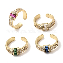 Anelli aperti con polsino in ottone micro pavé di zirconi cubici per donna&nbsp;RJEW-L343-04G