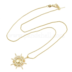 Colliers à pendentif soleil en laiton serti de micro-pavés de zirconiums cubiques transparents&nbsp;KK-CBA4547-05G