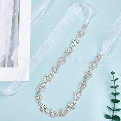 Ceinture de mariée en métal avec strass en cristal et œil de cheval pour robe de mariée&nbsp;AJEW-WH20080-65C-S