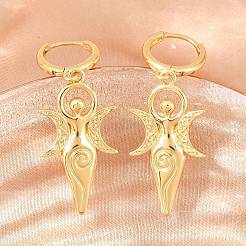 Boucles d'oreilles pendantes créoles en laiton&nbsp;EJEW-G471-47G-02
