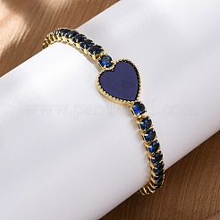 Messing-Gliederkettenarmbänder mit Mikropflaster und Zirkonia für Damen&nbsp;BJEW-K273-01G