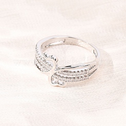 Messing-Fingerringe mit Mikropflaster und klarem Zirkonia für Damen&nbsp;RJEW-C168-03P
