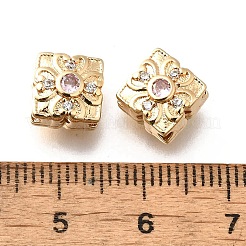 Messing Micro Pave Perlen rosa Zirkonia&nbsp;KK-M318-34G-02