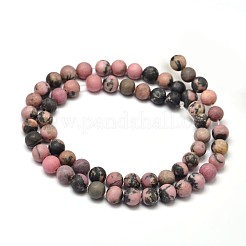 Bereift natürliche rhodonite runde Perle Stränge&nbsp;G-F266-13-6mm