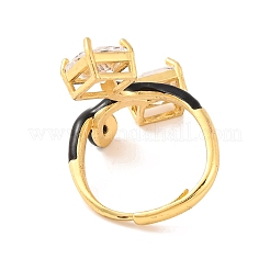 Anillos ajustables de circonita cúbica transparente con micropavé de latón rombo&nbsp;RJEW-U009-13G