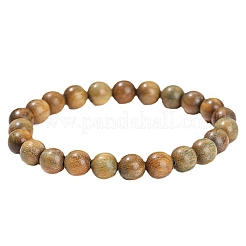 Stretch-Armbänder aus natürlichem Sandelholz mit runden Perlen für Männer und Frauen&nbsp;PW-WG55664-02